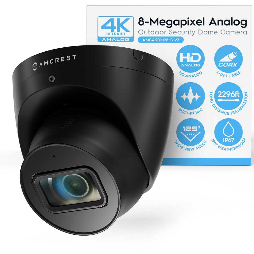 Amcrest 4K Dome Analog Security Camera Built in Mic Black AMC4KDM28-B-V3