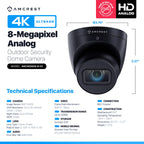 Amcrest 4K Dome Analog Security Camera Built in Mic Black AMC4KDM28-B-V3