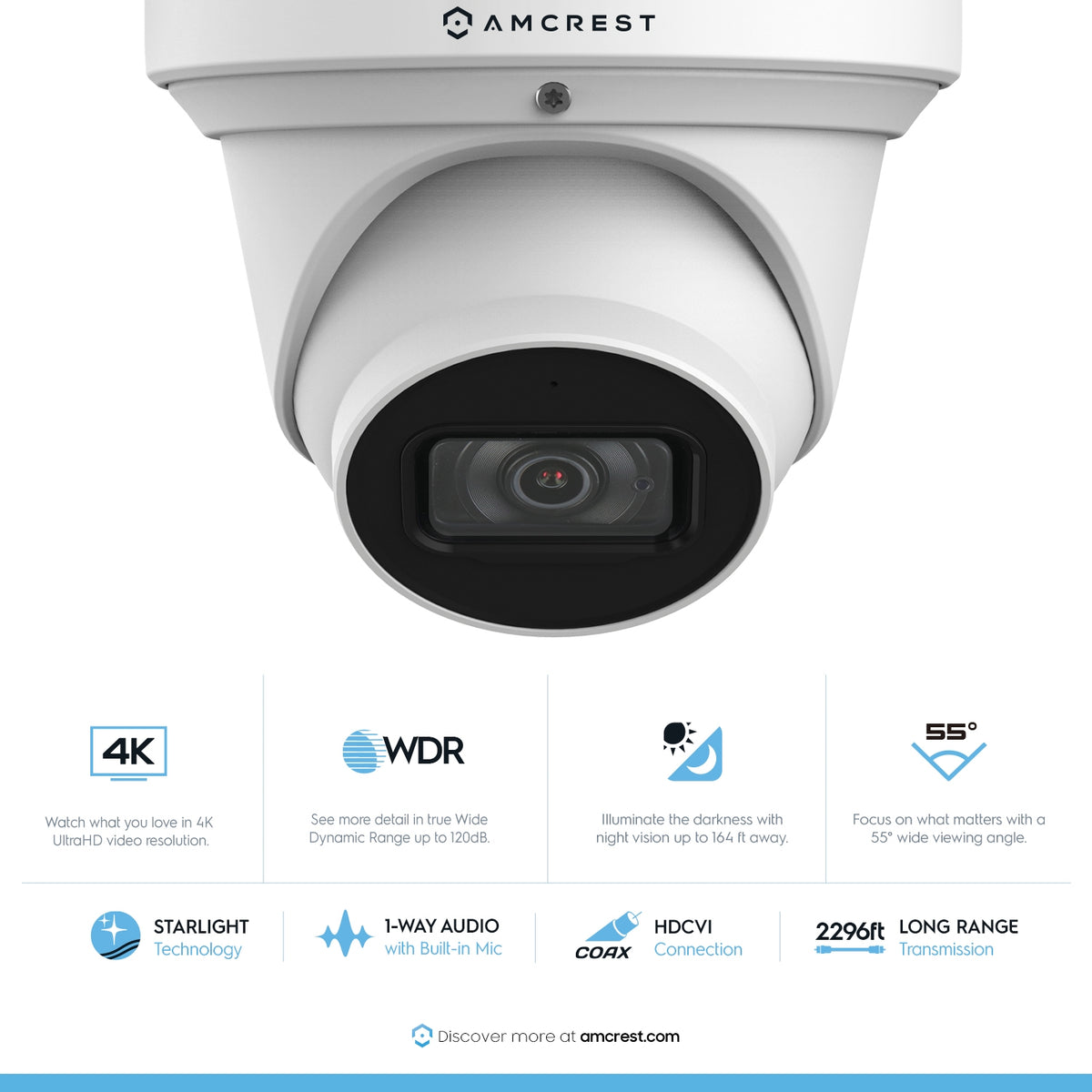Amcrest 4K Dome Outdoor Security Analog Camera 6mm IP67 AMC4KDM6-W