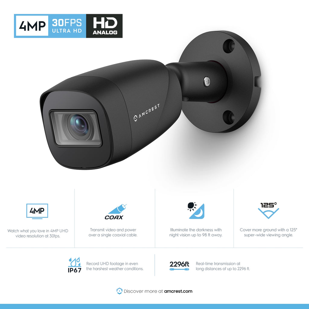 Amcrest 4MP Analog Bullet Security Camera Black AMC4MBC28-B-V2