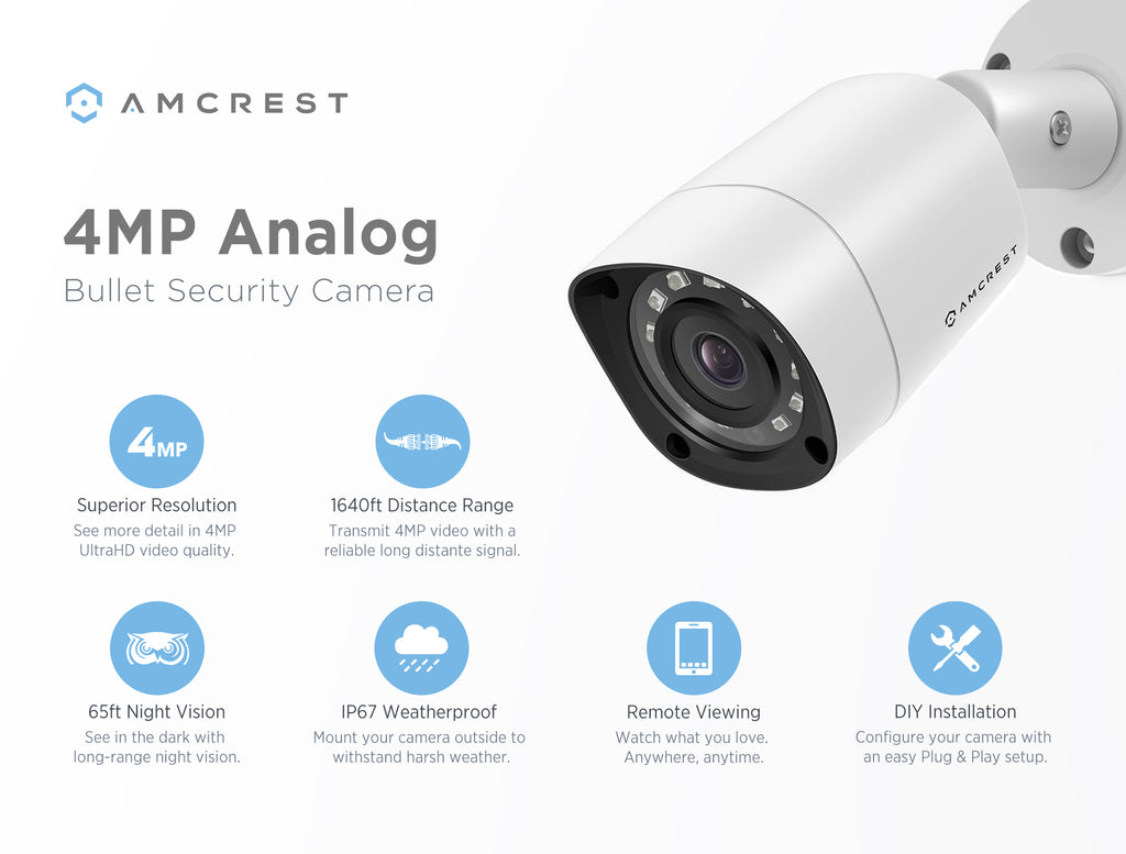 Amcrest 4MP Analog Bullet Security Camera White AMC4MBC28-W-V2