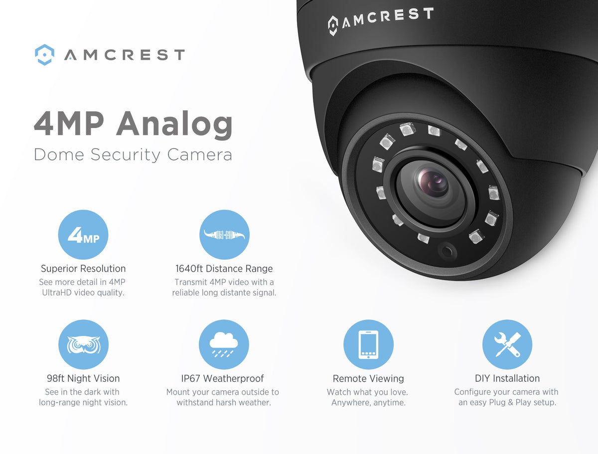 Amcrest Refurbished 4MP Dome Outdoor Security Camera, Black (REP-AMC4MDM28-B)