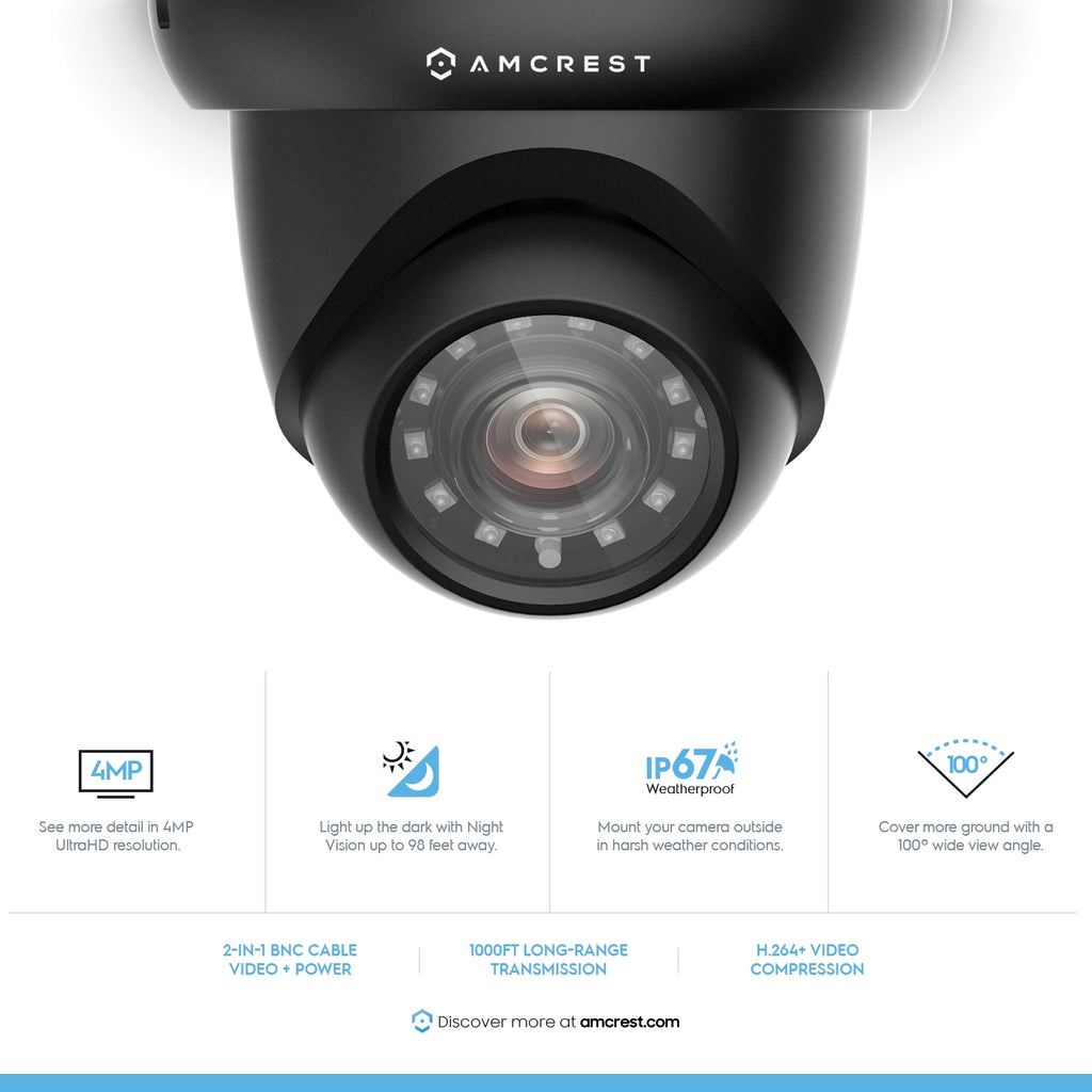 Amcrest UltraHD 4-Megapixel 8CH Video Security System with Eight 4.0MP Outdoor IP67 Bullet & Dome Cameras, 98ft Night Vision, Pre-Installed 1TB Hard Drive, (AMDV40M8-4B4D-B)