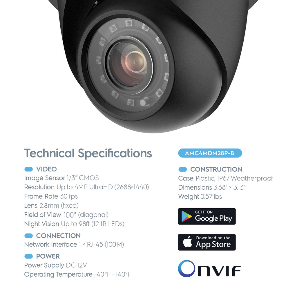 Amcrest UltraHD 4-Megapixel 8CH Video Security System with Eight 4.0MP Outdoor IP67 Bullet & Dome Cameras, 98ft Night Vision, Pre-Installed 1TB Hard Drive, (AMDV40M8-4B4D-B)