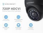 Amcrest HDCVI 720P 1280 TVL Dome Weatherproof IP66 Camera with 12 LEDs for Night Vision, Long Distance Range up to 1640ft, 1 Year Warranty, and More (Black) - Power supply and coaxial video cable are NOT INCLUDED