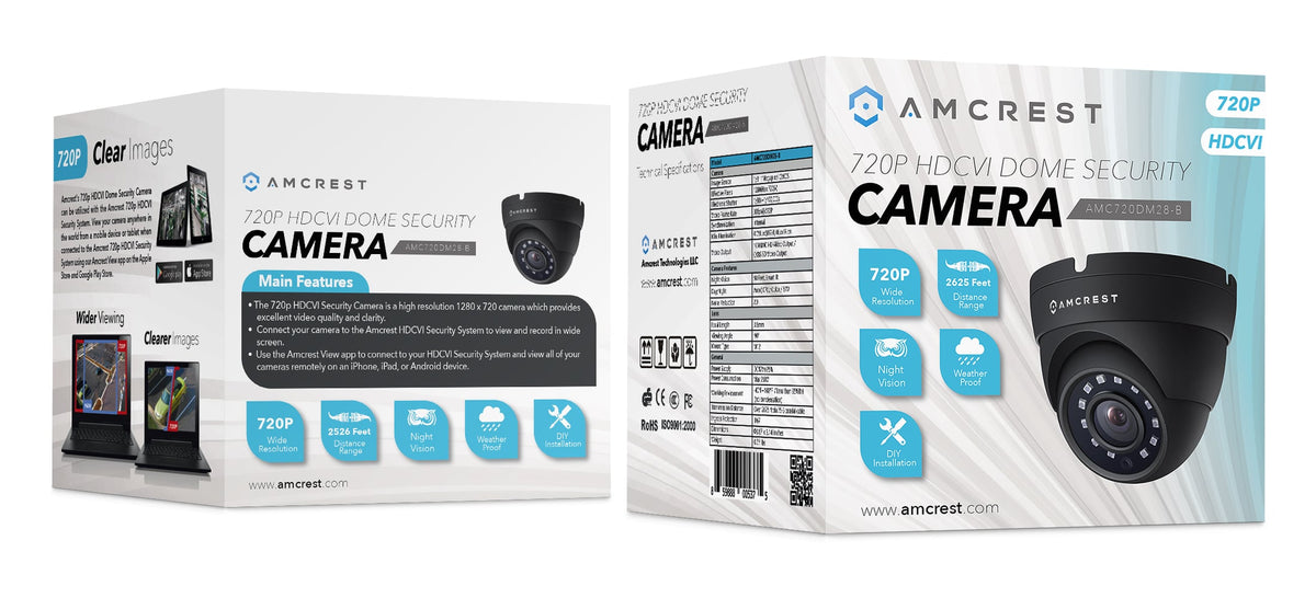 Amcrest HDCVI 720P 1280 TVL Dome Weatherproof IP66 Camera with 12 LEDs for Night Vision, Long Distance Range up to 1640ft, 1 Year Warranty, and More (Black) - Power supply and coaxial video cable are NOT INCLUDED