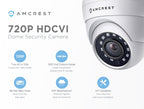 Amcrest HDCVI 720P 1280 TVL Dome Weatherproof IP66 Camera with 12 LEDs for Night Vision, Long Distance Range up to 1640ft, 1 Year Warranty, and More (White) - Power supply and coaxial video cable are NOT INCLUDED