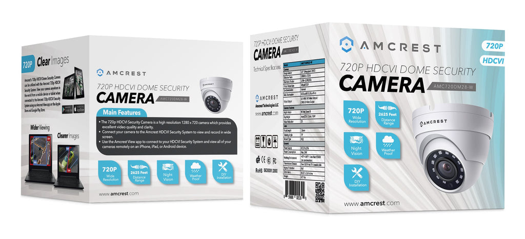 Amcrest HDCVI 720P 1280 TVL Dome Weatherproof IP66 Camera with 12 LEDs for Night Vision, Long Distance Range up to 1640ft, 1 Year Warranty, and More (White) - Power supply and coaxial video cable are NOT INCLUDED