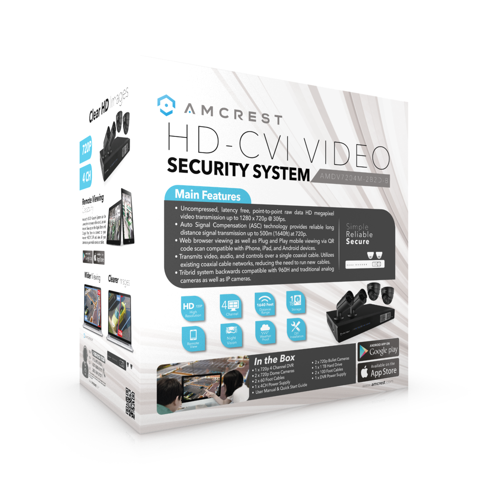 Amcrest ProHD 1080P 4CH Video Security System - Four 2.1-Megapixel (1920TVL) Outdoor IP67 Bullet & Dome Cameras, 2TB HDD, Night Vision, Remote Smartphone Access, White Mid (AMDV10804-2B2D-W)