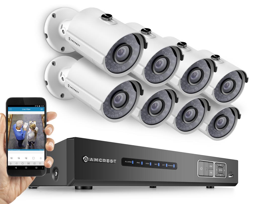 Amcrest ProHD 1080P 8CH Video Security System - Eight 2.1-Megapixel (1920TVL) Outdoor IP67 Bullet Cameras, 2TB HDD, Night Vision, Remote Smartphone Access, White Mid (AMDV10808M-8B-W)