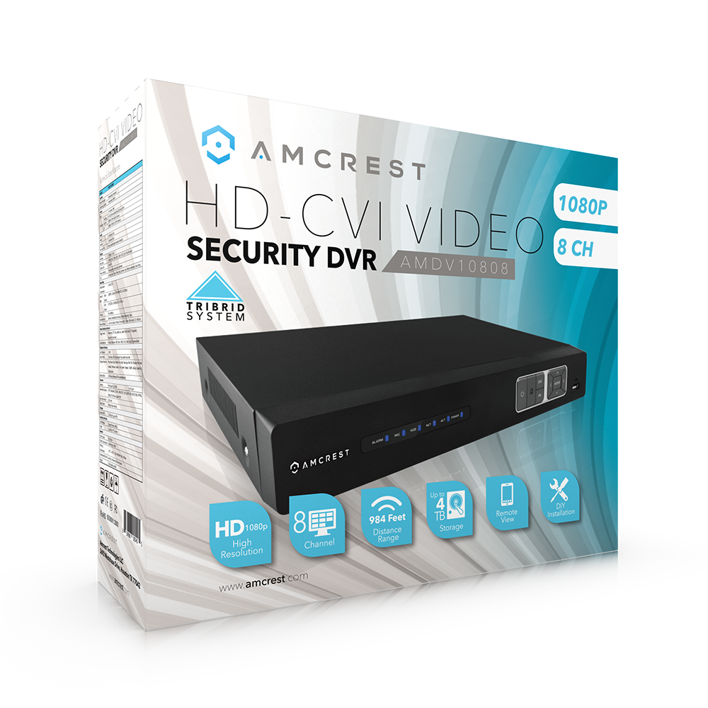 Amcrest ProHD 1080P 8CH Video Security DVR Digital Recorder, 8-Channel 1080P @ 30fps, HD Analog, Hard Drive & Cameras Not Included, Remote Smartphone Access (AMDV10808)