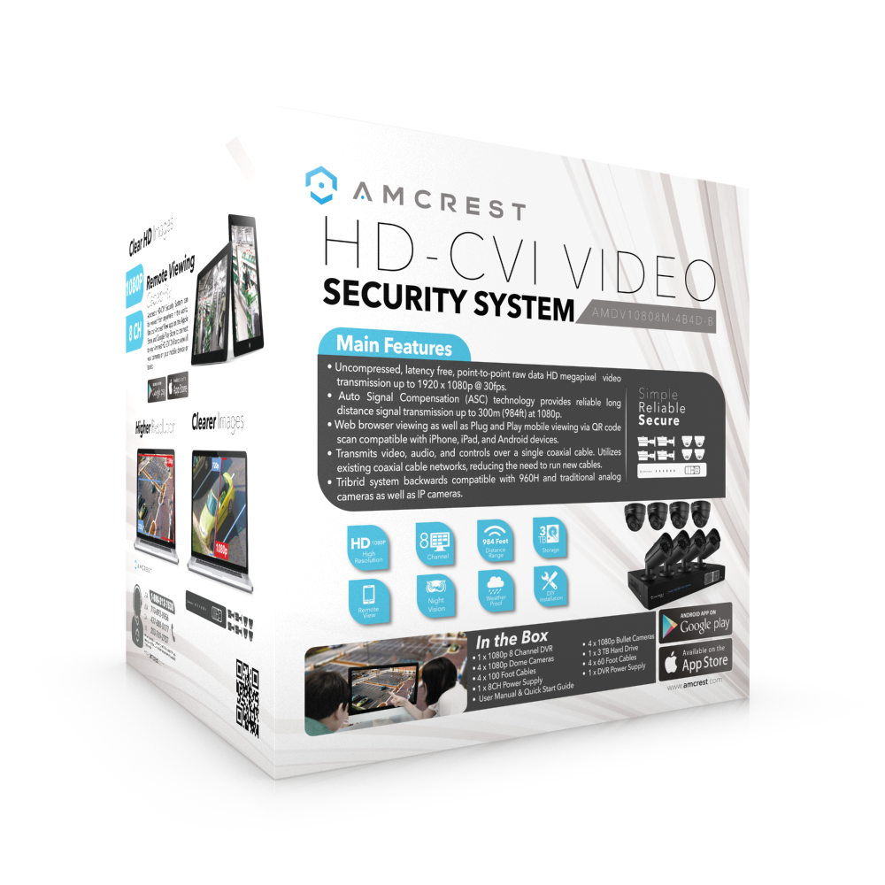 Amcrest ProHD 1080P 8CH Video Security System - Eight 2.1-Megapixel (1920TVL) Outdoor IP67 Bullet & Dome Cameras, 2TB HDD, Night Vision, Remote Smartphone Access, Black Mid (AMDV10808M-4B4D-B)