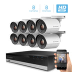 Amcrest ProHD 2-Megapixel 8CH Video Security System with Eight 2.0 MP (1920TVL) Outdoor IP67 Bullet Cameras, 98ft Night Vision, Pre-Installed 1TB Hard Drive, (AMDV20M8-8B-W)