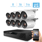 Amcrest UltraHD 4-Megapixel 16CH Video Security System with Eight 4.0MP Outdoor IP67 Bullet Cameras, 98ft Night Vision, Pre-Installed 1TB Hard Drive, (AMDV40M16-8B-W)