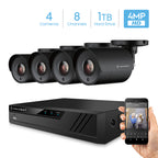 Amcrest UltraHD 4-Megapixel 8CH Video Security System with Four 4.0MP Outdoor IP67 Bullet Cameras, 98ft Night Vision, Pre-Installed 1TB Hard Drive, (AMDV40M8-4B-B)