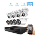 Amcrest UltraHD 4-Megapixel 8CH Video Security System with Eight 4.0MP Outdoor IP67 Bullet & Dome Cameras, 98ft Night Vision, Pre-Installed 1TB Hard Drive, (AMDV40M8-4B4D-W)