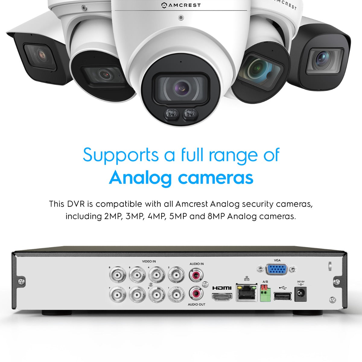 Amcrest 4K UltraHD 8 Channel AI DVR Security Camera System Recorder, 8MP Security DVR for Analog Security Cameras & Amcrest IP Cameras, AI Smart DVR, Pre-Installed 3TB HDD (AMDV5108-3TB)