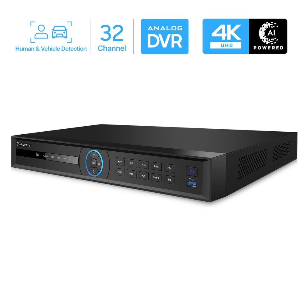 Amcrest 4K UltraHD 32 Channel AI DVR Security Camera System Recorder, 8MP Security DVR for Analog Security Cameras & Amcrest IP Cameras, AI Smart DVR, HDD & Cameras NOT Included (AMDV5232-I3)