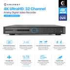 Amcrest 4K UltraHD 32 Channel AI DVR Security Camera System Recorder, 8MP Security DVR for Analog Security Cameras & Amcrest IP Cameras, AI Smart DVR, HDD & Cameras NOT Included (AMDV5232-I3)