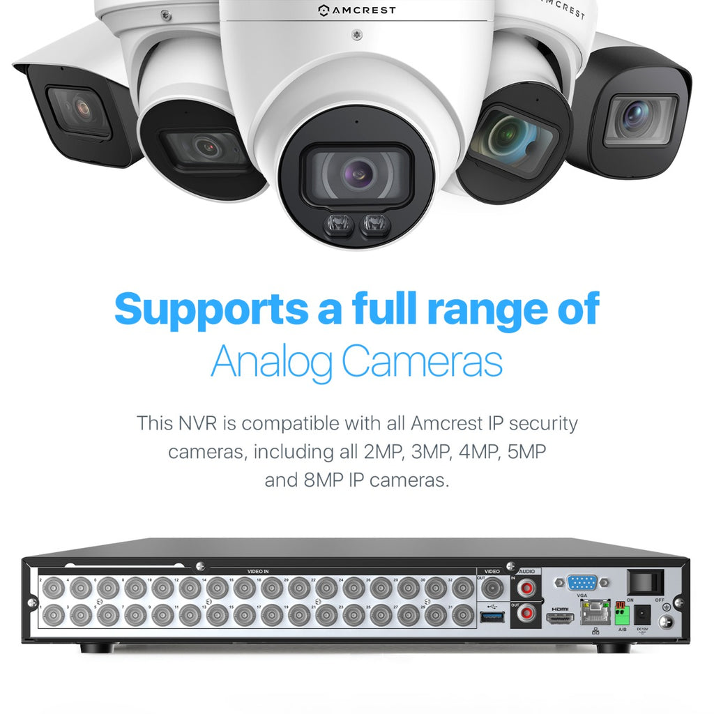 Amcrest 4K UltraHD 32 Channel AI DVR Security Camera System Recorder, 8MP Security DVR for Analog Security Cameras & Amcrest IP Cameras, AI Smart DVR, HDD & Cameras NOT Included (AMDV5232-I3)
