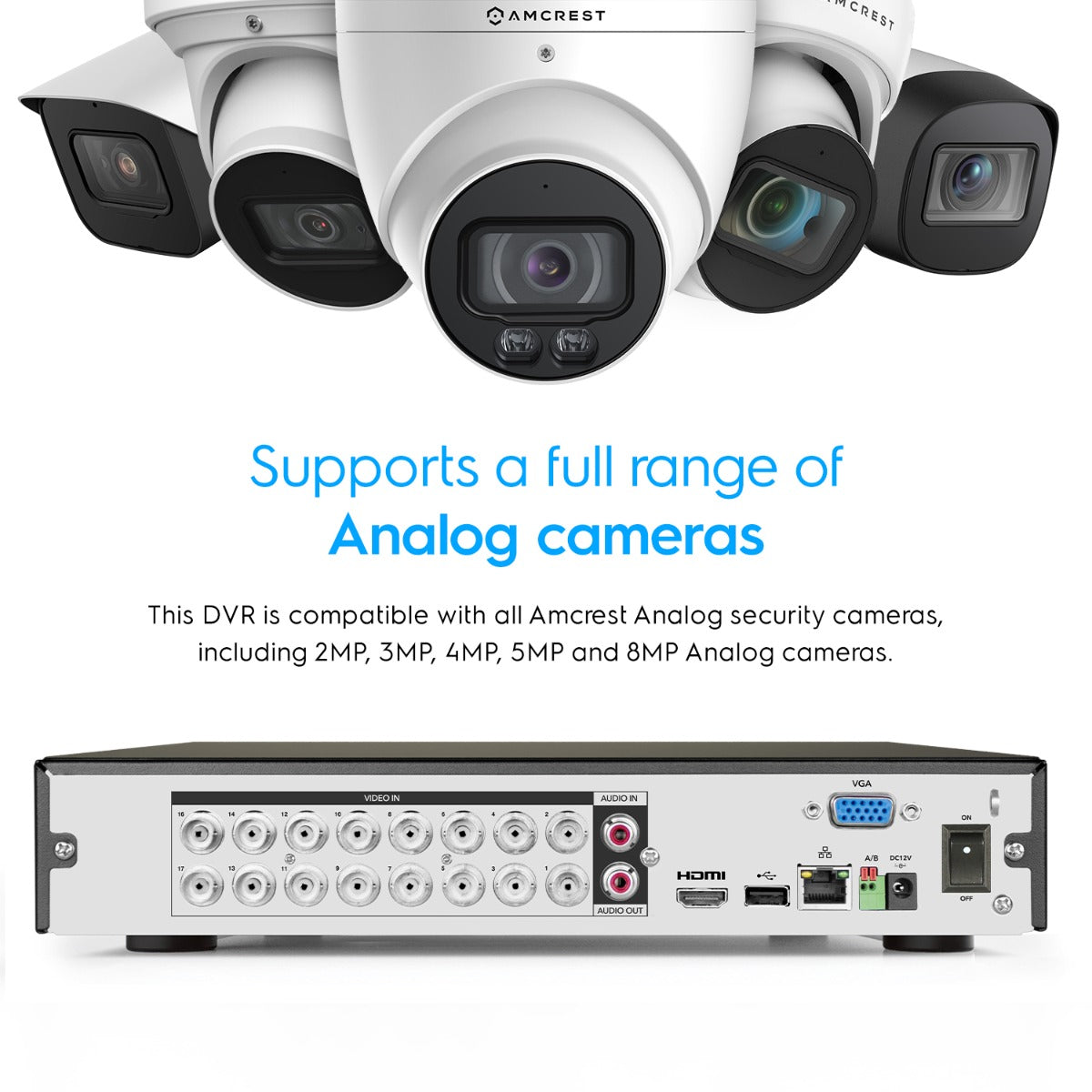Amcrest 5-Megapixel UltraHD 16 Channel DVR Security Camera System Recorder, 5-Megapixel Security DVR for Analog Security Cameras, Remote Smartphone Access, Cameras NOT Included, Pre-Installed 2TB Hard Drive (AMDV5M16-2TB)
