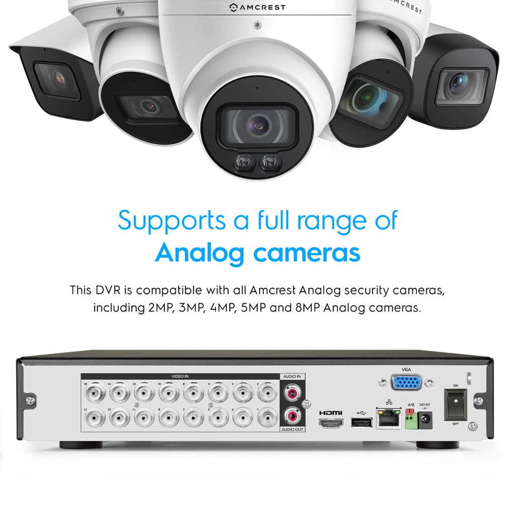 Amcrest 5-Megapixel UltraHD 16 Channel DVR Security Camera System Recorder, 5-Megapixel Security DVR for Analog Security Cameras, Remote Smartphone Access, Cameras NOT Included, Pre-Installed 4TB Hard Drive (AMDV5M16-4TB)
