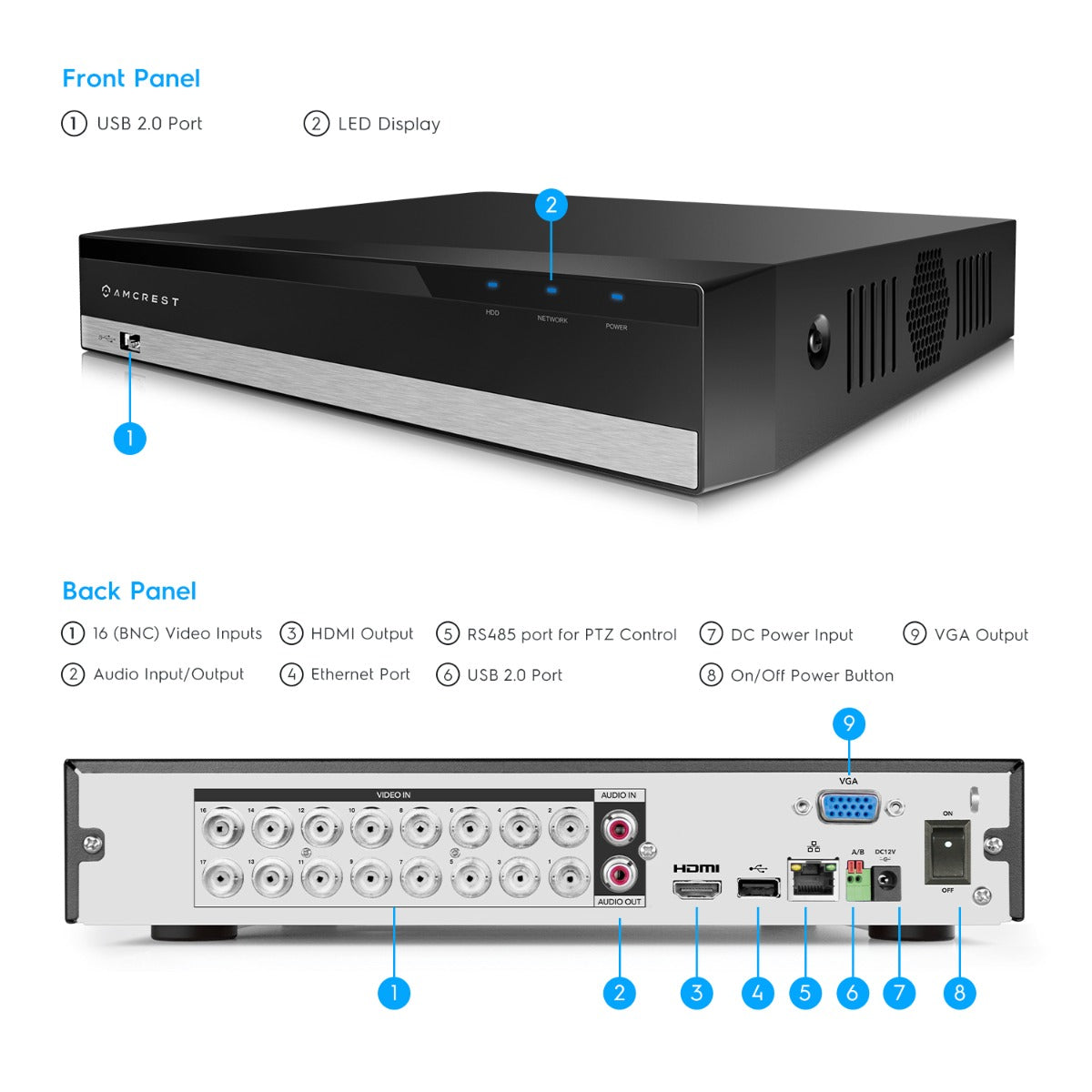 Amcrest 5-Megapixel UltraHD 16 Channel DVR Security Camera System Recorder, 5-Megapixel Security DVR for Analog Security Cameras, Remote Smartphone Access, Cameras NOT Included, Pre-Installed 4TB Hard Drive (AMDV5M16-4TB)