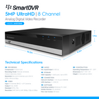 Amcrest 5-Megapixel UltraHD 8 Channel DVR Security Camera System Recorder, 5-Megapixel Security DVR for Analog Security Cameras, Remote Smartphone Access, Pre-Installed 4TB Hard Drive, Cameras NOT Included (AMDV5M8-4TB)