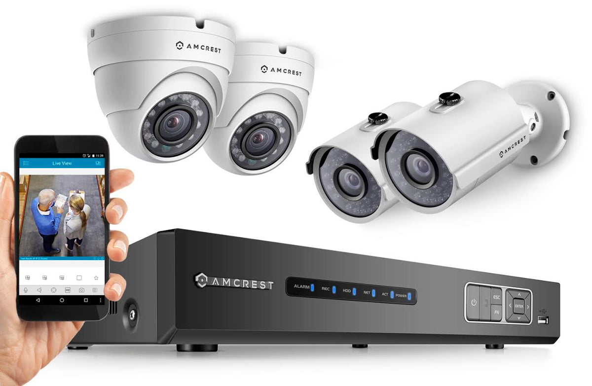 Amcrest ProHD 720P 4CH Video Security System - Four 1.0-Megapixel (1280TVL) Outdoor IP67 Bullet & Dome Cameras, 1TB HDD, Night Vision, Remote Smartphone Access, White Mid (AMDV7204M-2B2D-W)