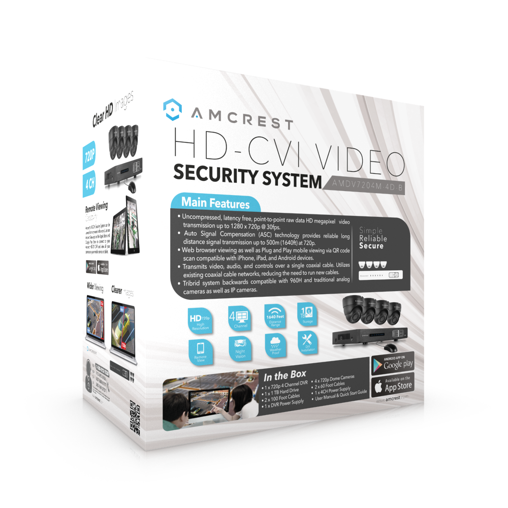 Amcrest ProHD 1080P 4CH Video Security System - Four 2.1-Megapixel (1920TVL) Outdoor IP67 Dome Cameras, 2TB HDD, Night Vision, Remote Smartphone Access, White Mid (AMDV10804-4D-B)