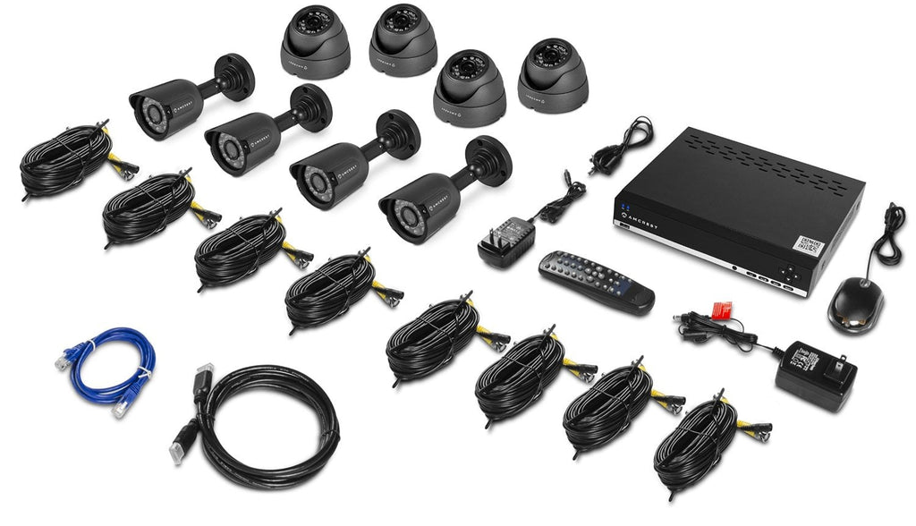 Amcrest 960H 8CH 1TB DVR Security Camera System w/ 4 x 800+ TVL Bullet Cameras & 4 x 800+ TVL Dome Cameras