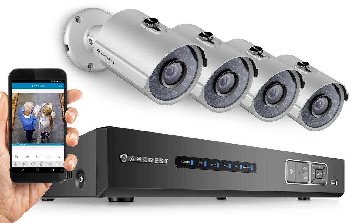 Amcrest HD 1.3-Megapixel (1280 x 960P) 8Ch Network POE Video Security System (NVR Kit) - Four 1.3MP POE Outdoor Bullet IP Cameras, 98ft Night Vision, 1TB HDD, Power over Ethernet (Silver)