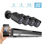 Amcrest ProHD 2-Megapixel (1920 x 1080p) Network POE Security System w/ 4CH 4K NVR - Four 2MP POE Outdoor Bullet IP Cameras, 98ft Night Vision, Pre-Installed 1TB Hard Drive, Power over Ethernet (Black)