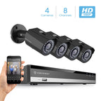 Amcrest ProHD 2-Megapixel (1920 x 1080p) Network POE Security System w/ 8CH 4K NVR - Four 2MP POE Outdoor Bullet IP Cameras, 98ft Night Vision, Hard Drive Not Included, AMNV20M8-4B-B (Black)