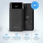 Amcrest USB C Power Bank, 10,000mAh Portable Charger USB C, Power Bank Fast Charging 10W PD 3.0, Type C Battery Bank Powerbank with LED Display for Android & iOS Smartphone Devices APB-MAGW10-B