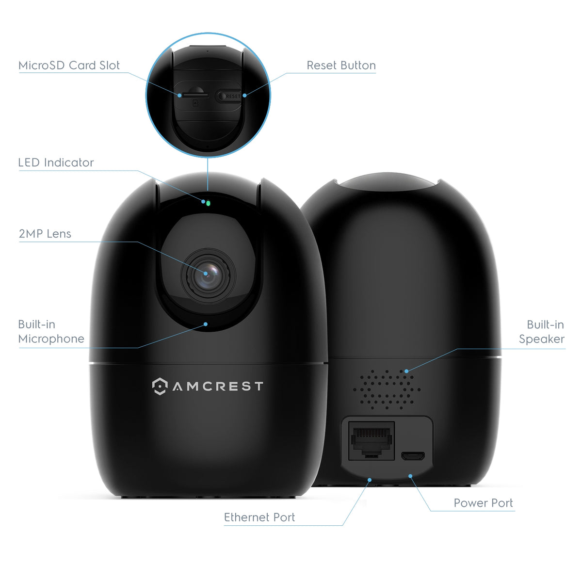 Amcrest SmartHome AI Human Detection WiFi Camera Pan/Tilt ASH21-B