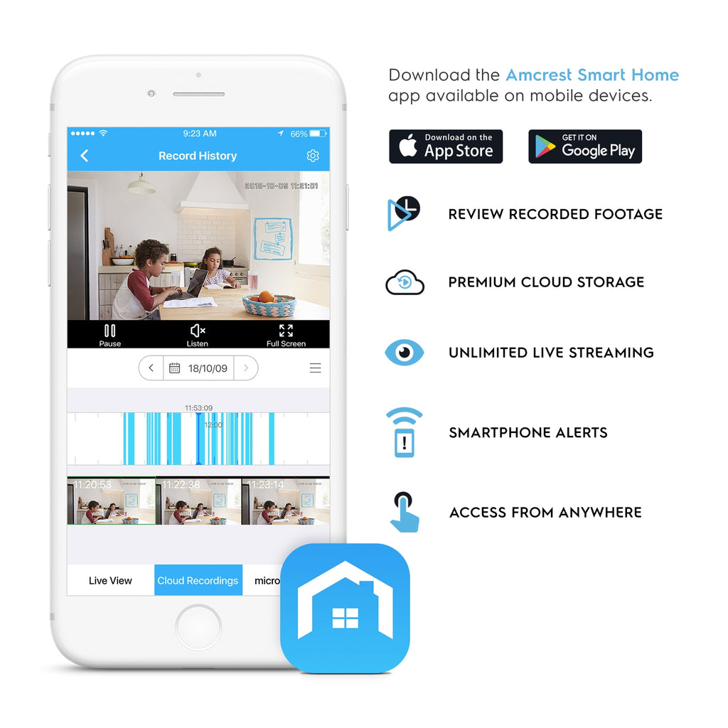 Amcrest SmartHome AI Human Detection WiFi Camera Pan/Tilt ASH21-B
