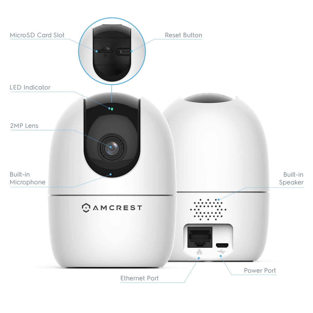 Amcrest SmartHome AI Human Detection WiFi Camera Pan/Tilt ASH21-W