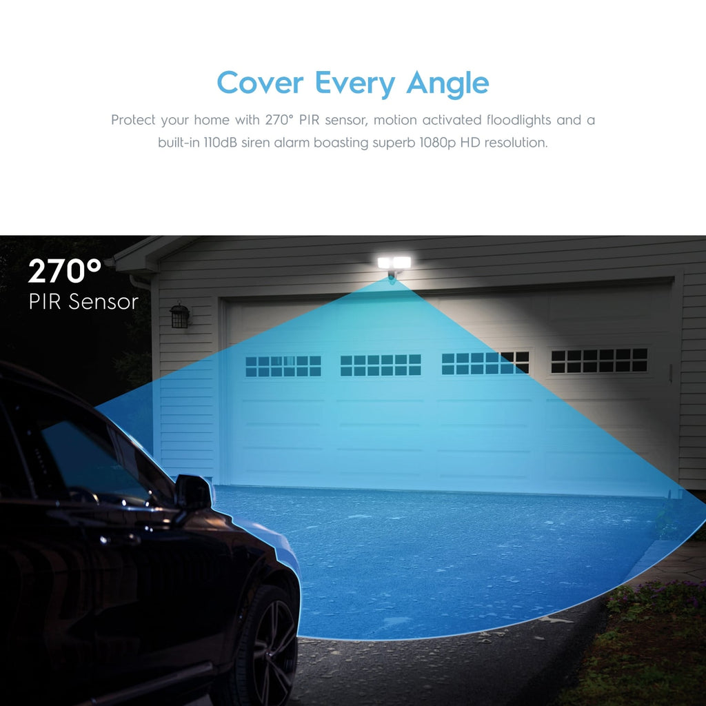 Amcrest SmartHome 2MP WiFi Camera Floodlight Built-in Siren ASH26-W