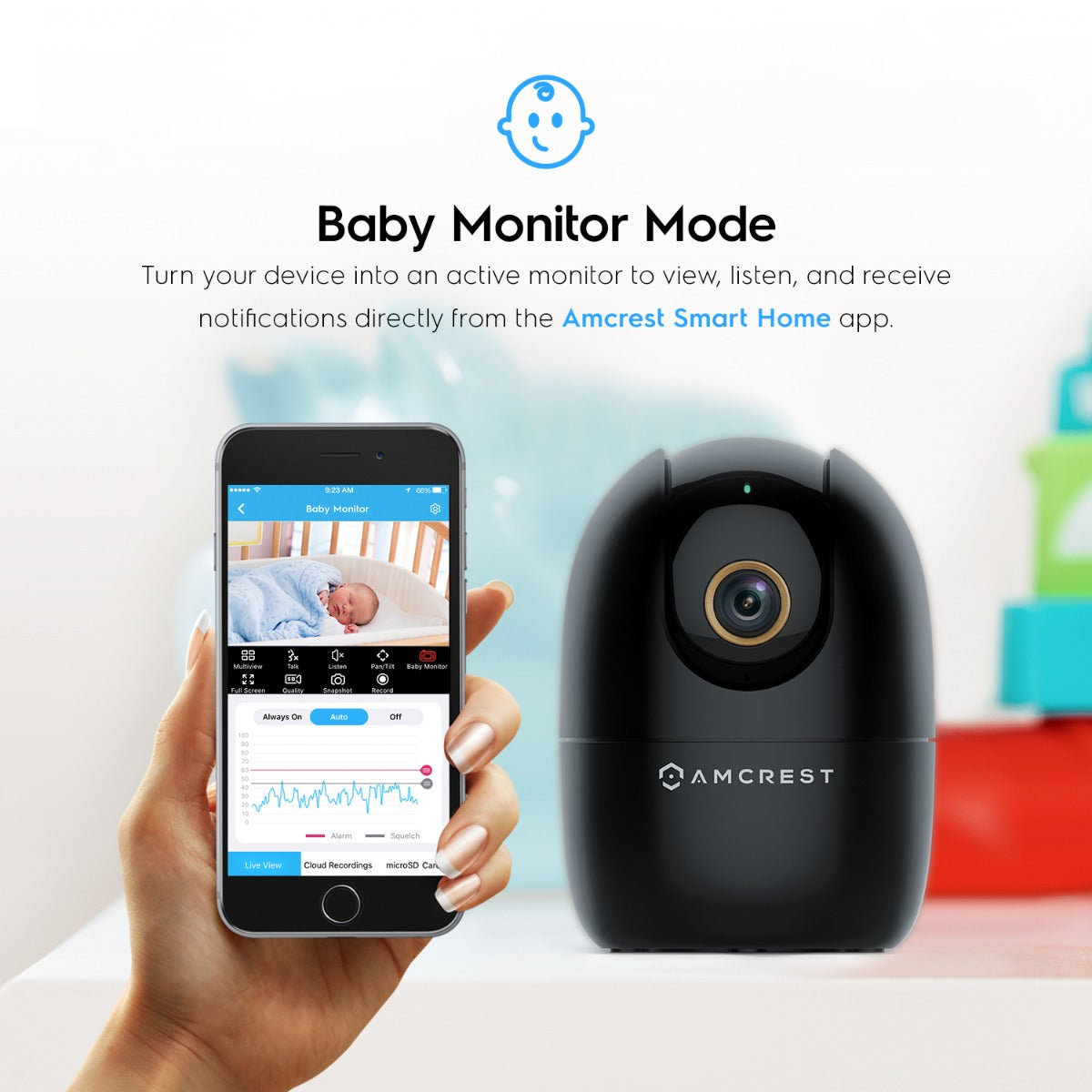 Amcrest SmartHome 4-Megapixel AI Human Detection, WiFi Camera Indoor, Dog Camera, Sound & Baby Monitor, Human & Pet Detection, Motion-Tracking, w/ 2-Way Audio, Pan/Tilt Wireless IP Camera, Night Vision, Smart Home ASH41-B