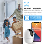 Amcrest SmartHome 4-Megapixel AI Human Detection, WiFi Camera Indoor, Dog Camera, Sound & Baby Monitor, Human & Pet Detection, Motion-Tracking, w/ 2-Way Audio, Pan/Tilt Wireless IP Camera, Night Vision, Smart Home ASH41-W