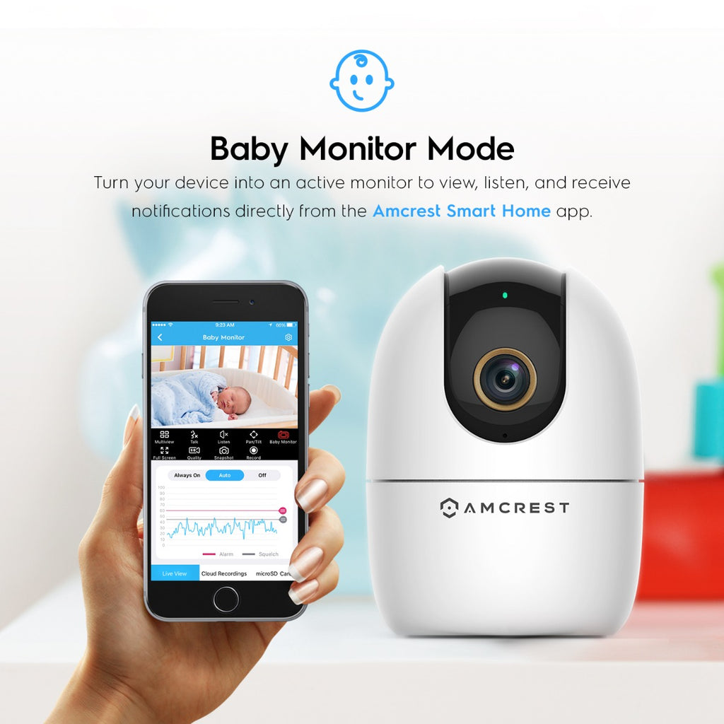Amcrest SmartHome 4-Megapixel AI Human Detection, WiFi Camera Indoor, Dog Camera, Sound & Baby Monitor, Human & Pet Detection, Motion-Tracking, w/ 2-Way Audio, Pan/Tilt Wireless IP Camera, Night Vision, Smart Home ASH41-W