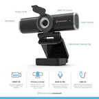 Amcrest 2MP Webcam w/ Microphone & Privacy Cover USB Camera AWC195-B