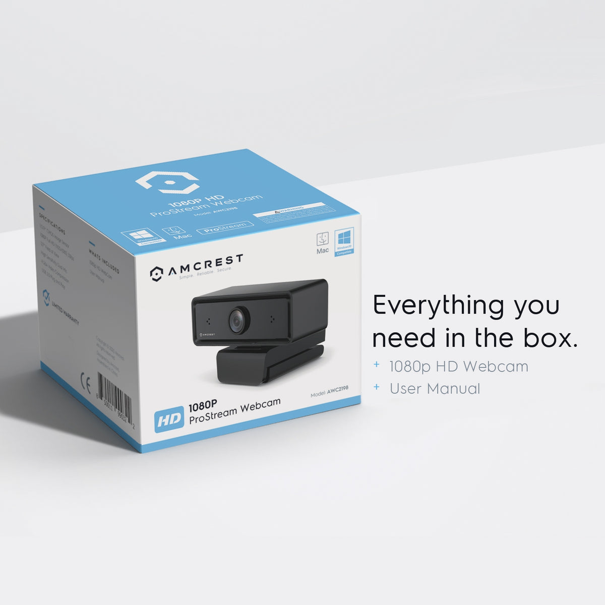 Amcrest Dual-Mic 1080P Webcam w/ Two Microphone USB Webcam AWC2198
