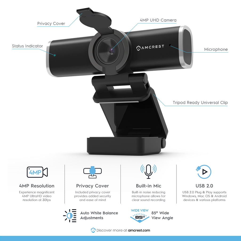 Amcrest 4MP USB Webcam with Microphone & Privacy Cover (AWC496)