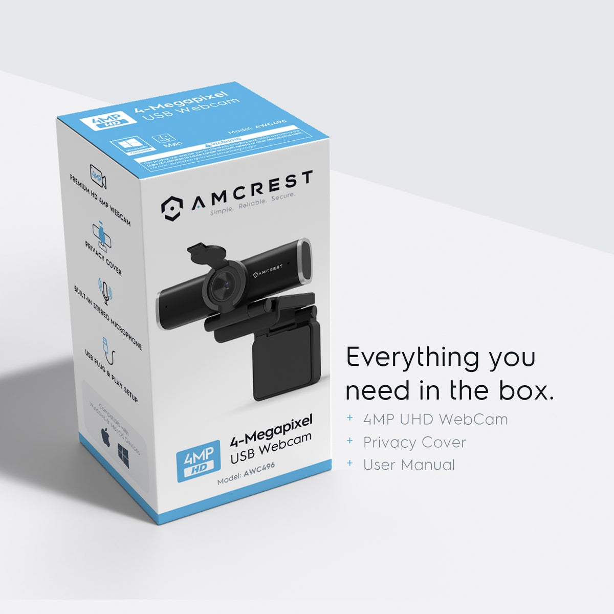 Amcrest 4MP USB Webcam with Microphone & Privacy Cover (AWC496)