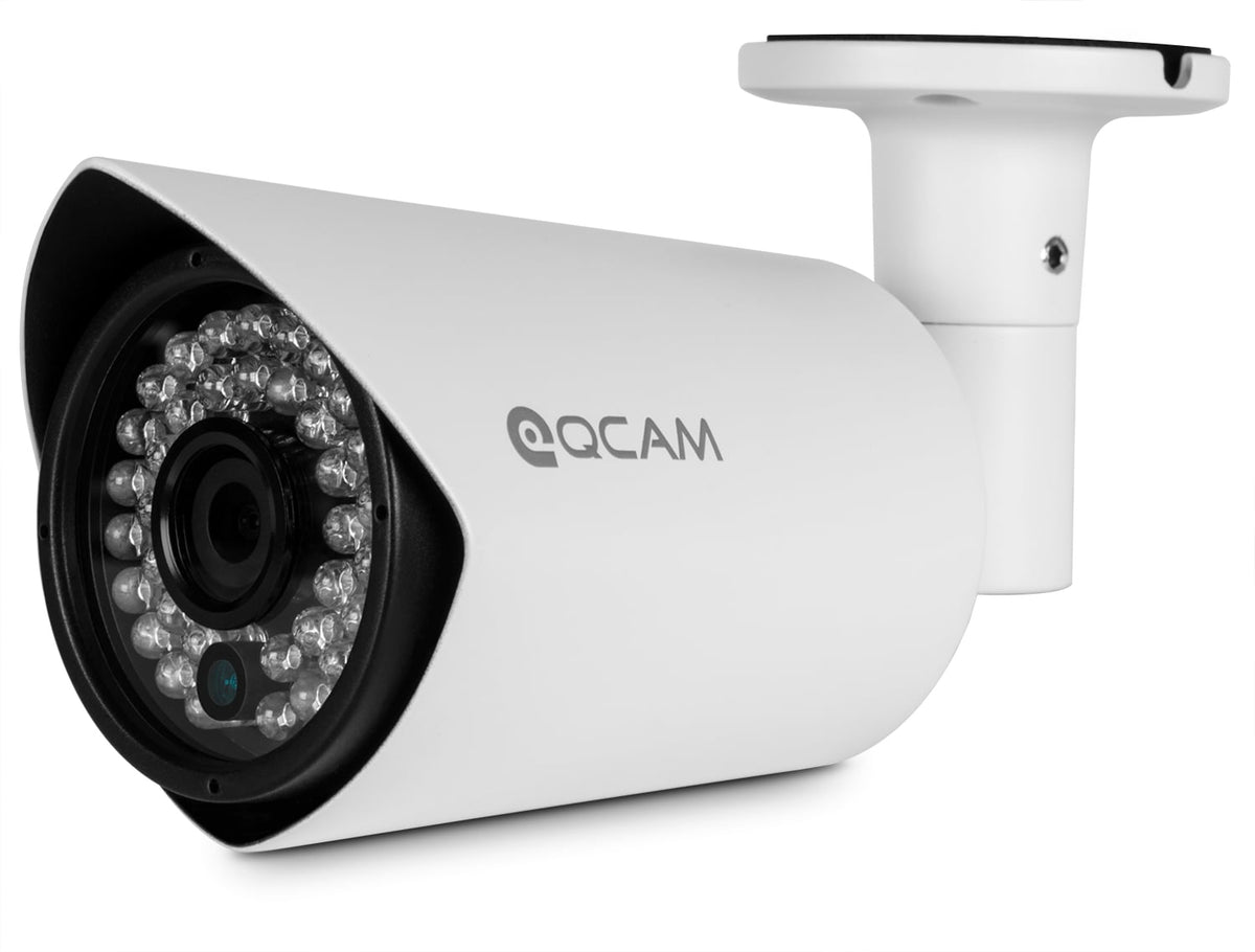 Qcam 2-Megapixel (1920x 1080) POE Weatherproof IP67 Bullet IP Camera with Super High Resolution 1920TVL @ 25fps, Night Vision up to 65ft, 90° Viewing Angle, and More