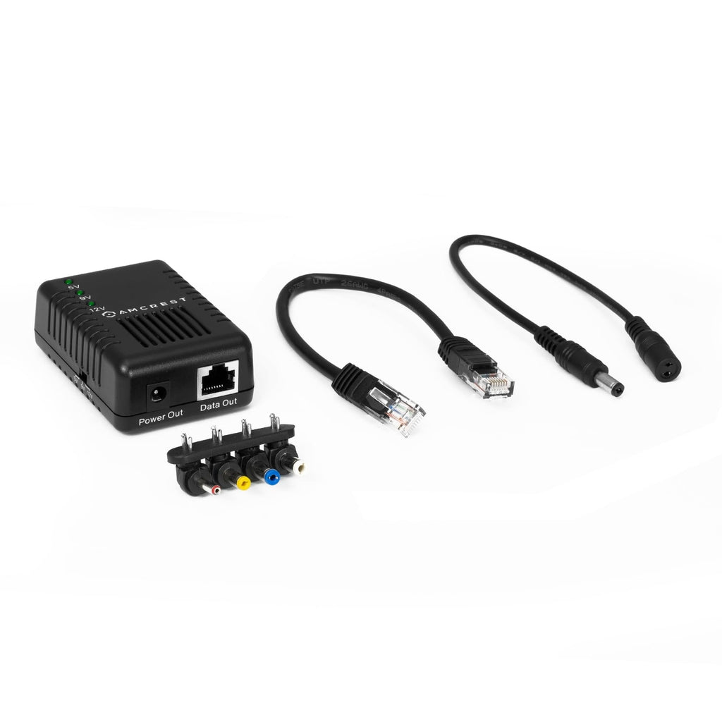 Amcrest Active PoE Splitter Adapter, IEEE 802.3af compliant, Up To 100 meters, 5V / 12V Output