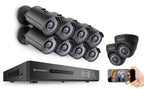 Amcrest ProHD 720P 16CH Video Security System - Ten 1.0-Megapixel (1280TVL) Outdoor IP67 Bullet & Dome Cameras, 3TB HDD, Night Vision, Remote Smartphone Access, Black Mid (AMDV72016-8B2D-B)