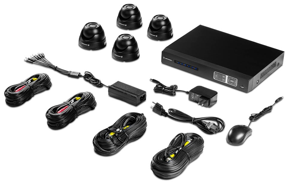 Amcrest ProHD 720P 4CH Video Security System - Four 1.0-Megapixel (1280TVL) Outdoor IP67 Dome 1TB HDD, Night Vision, Remote Smartphone Access, Black Mid (AMDV7204M-4D-B)